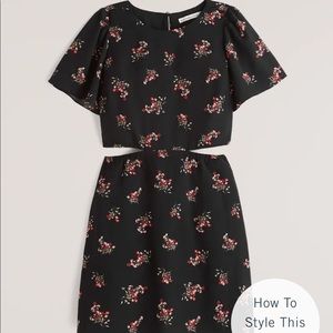 Black and floral print cutout dress.